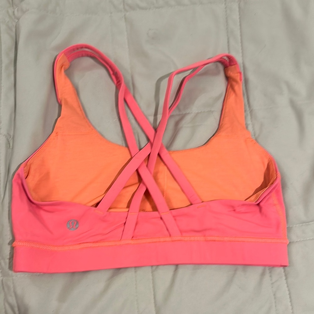 Lululemon Athletica Vibrant Pink and Orange Criss-Cross Sports Bra